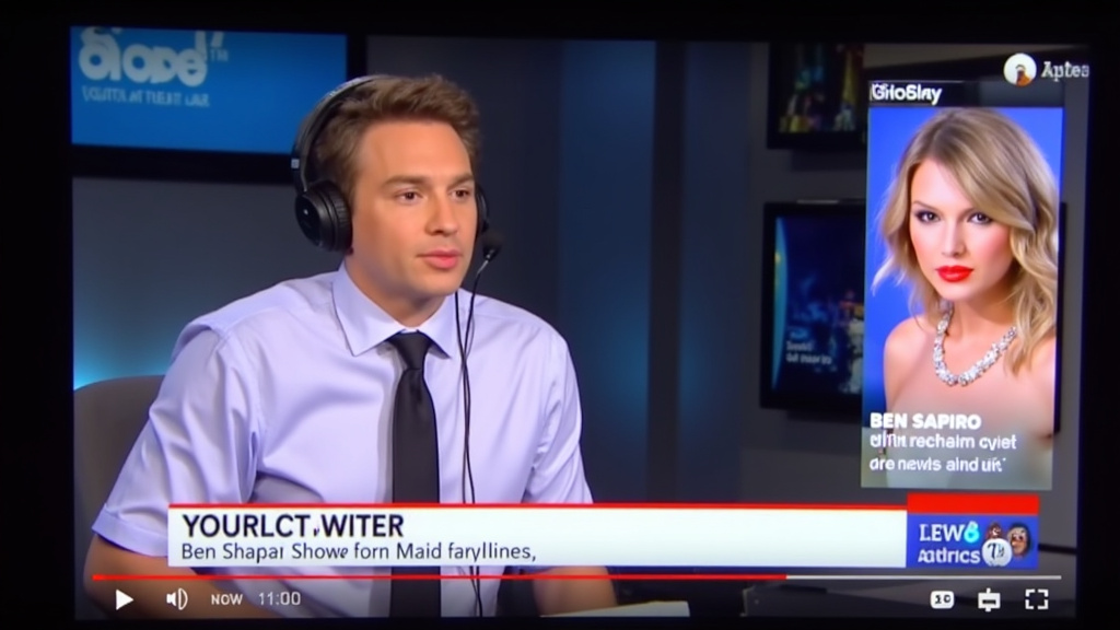 Ben Shapiro kritiserer Taylor Swift i et skjermbilde fra hans YouTube-kanal