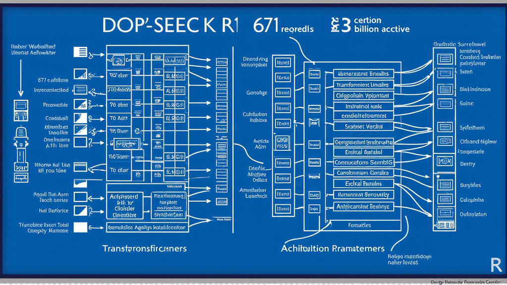 Teknisk diagram over DeepSeek R1 modellarkitektur med 671 milliarder parametere