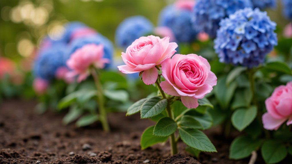 Syreelskende planter som roser og hortensia som trives med kaffegrut som gjødsel