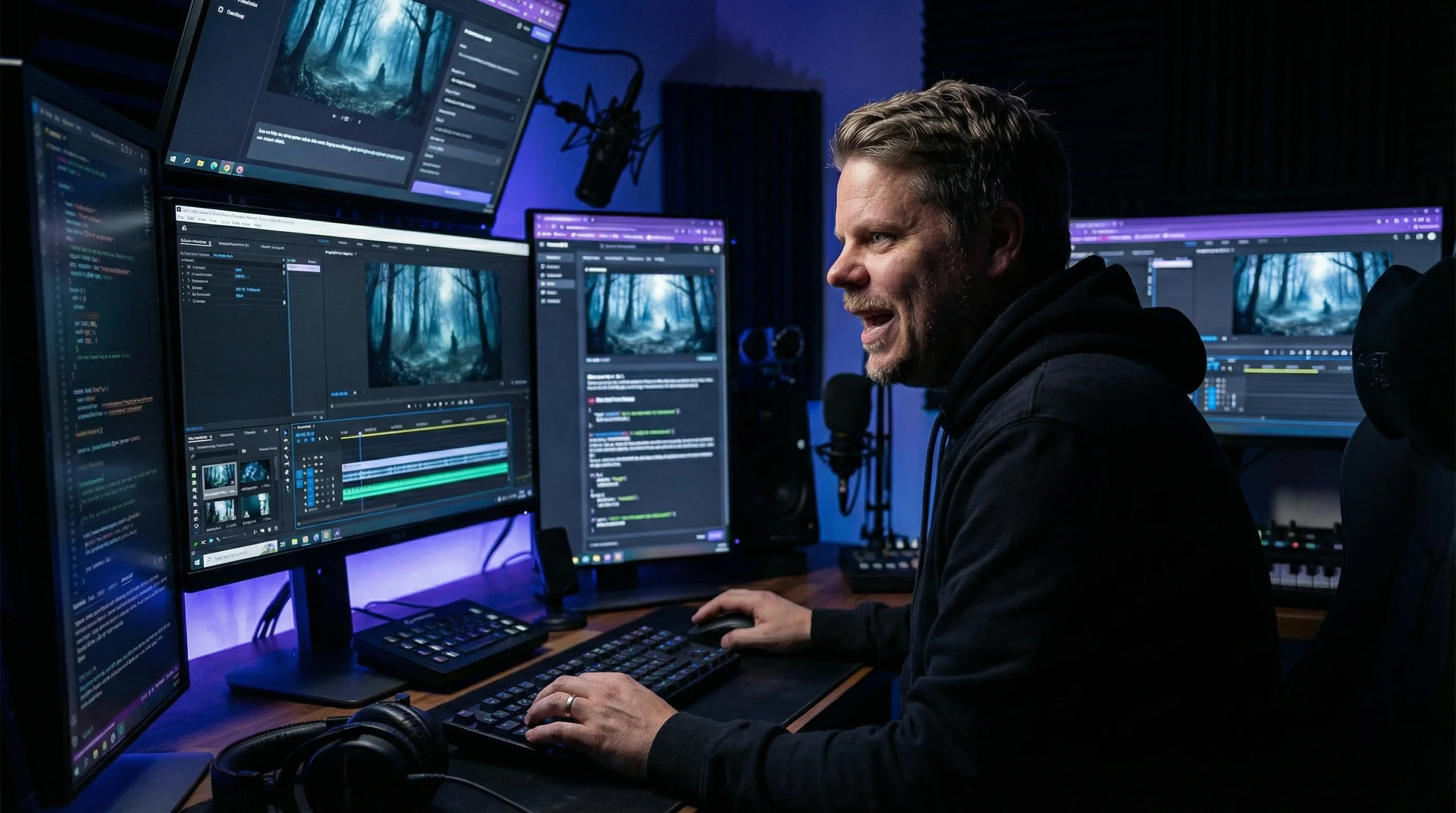 Jan Sverre Bauge jobber med LTX Video 2 AI-videogenerering i sitt hjemmestudio