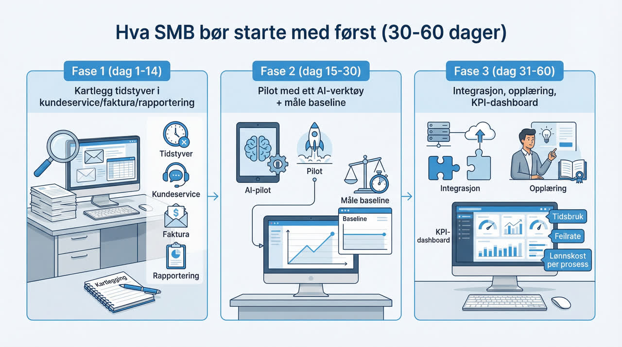 30-60 dagers plan for AI-innføring i SMB