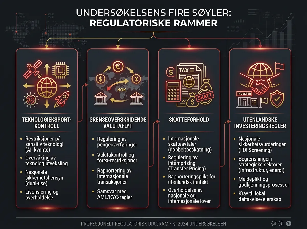 Infografik over NDRCs fire undersøkelsesområder i Manus AI og Meta-saken