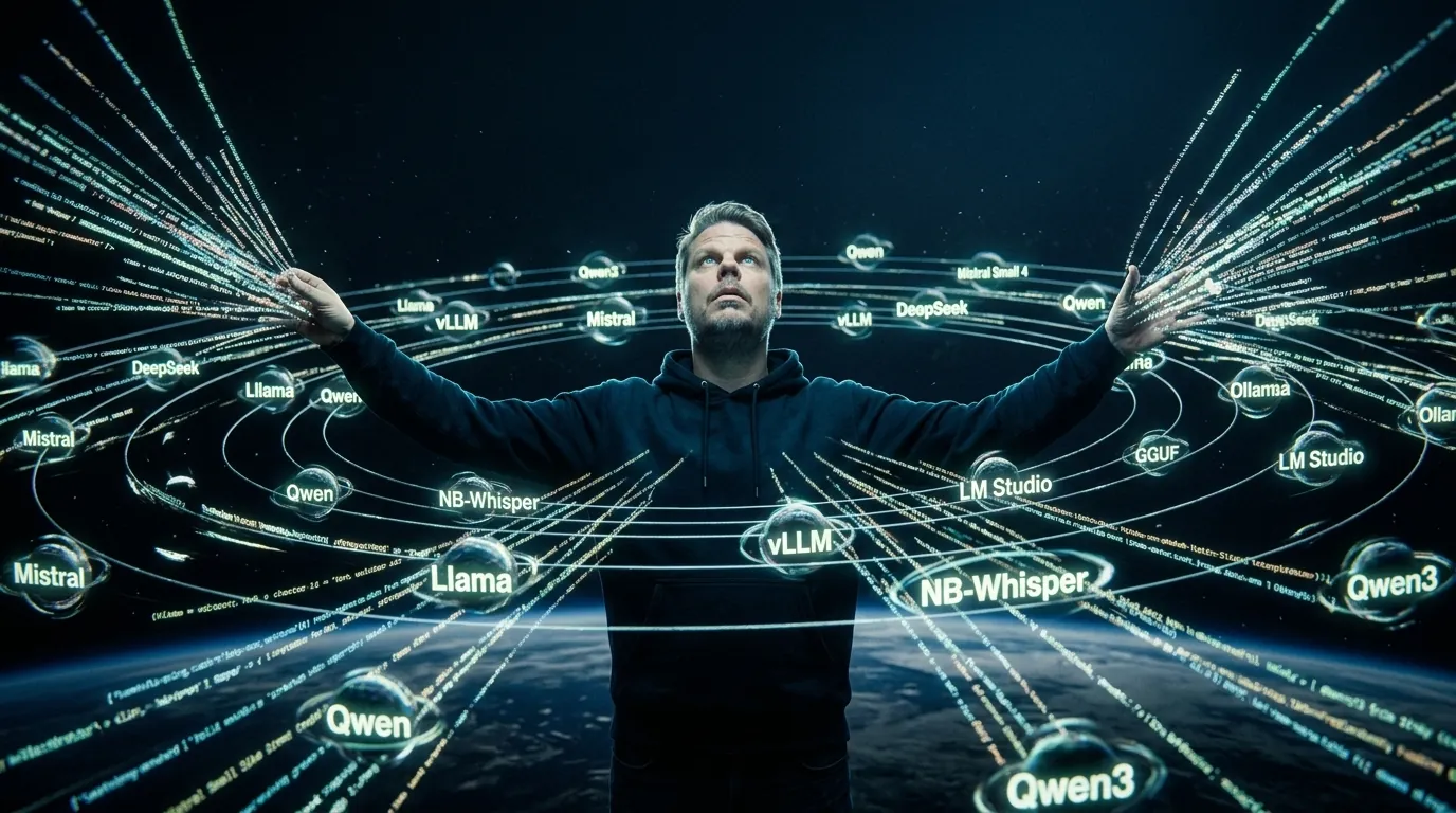 Jan Sverre dirigerer et nettverk av open source AI-modeller som Llama, Qwen og Mistral lokalt på egen maskin