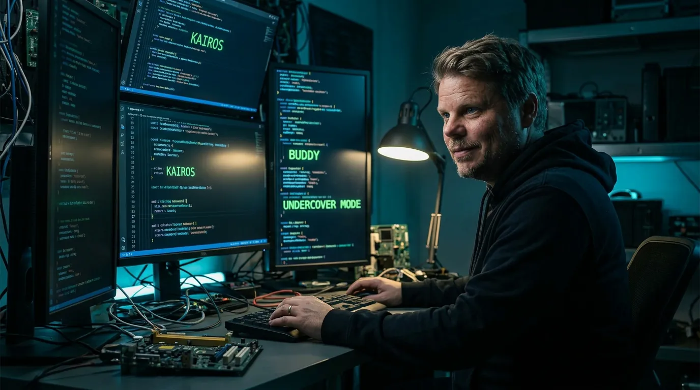 Jan Sverre oppdager skjulte funksjoner i den lekkede Claude Code kildekoden på flere skjermer