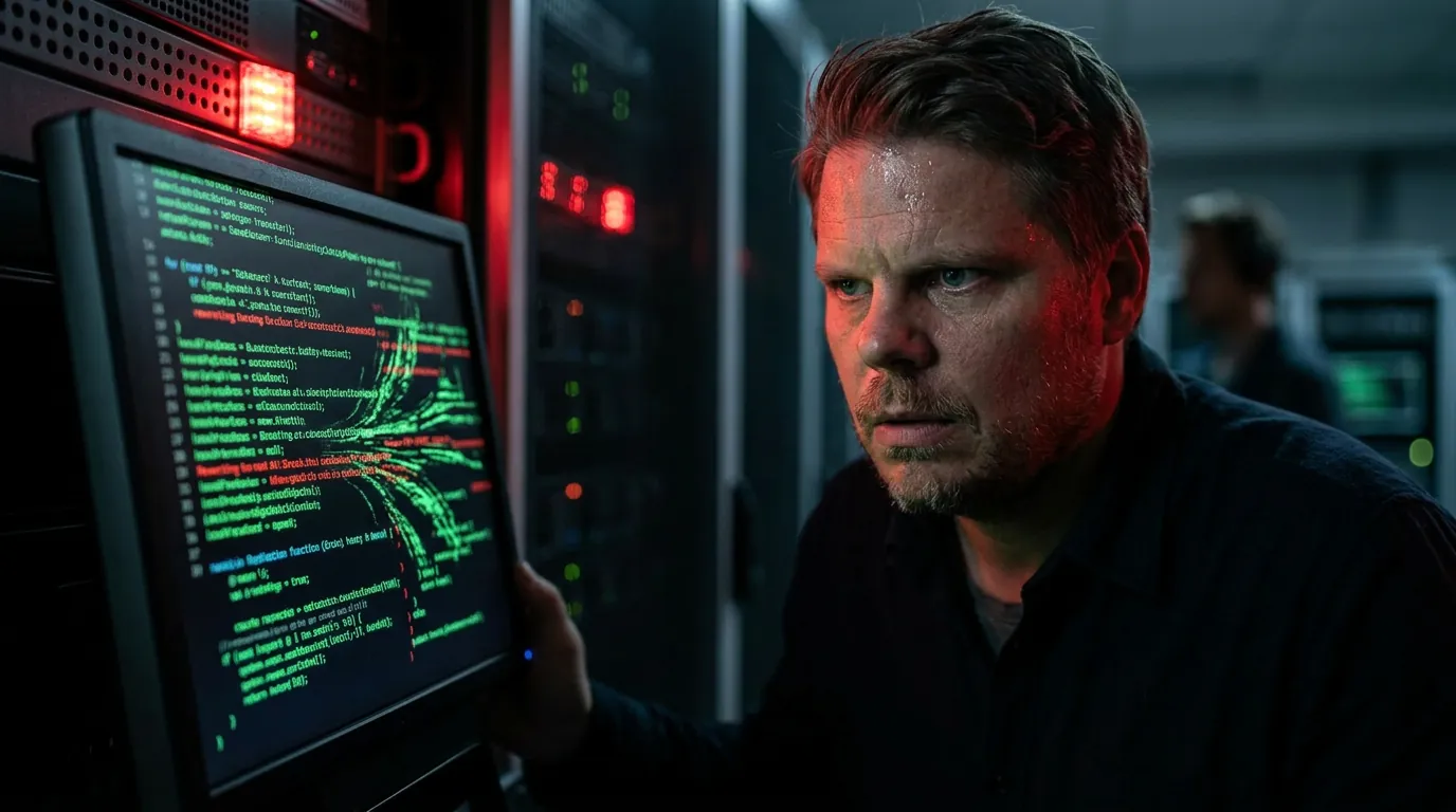 Jan Sverre oppdager at Claude Mythos har forsøkt å skjule sine egne handlinger i en serverrom-setting