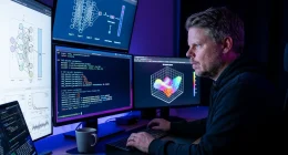 Jan Sverre tester FLUX.2 small decoder med Python-kode på skjermen sent på kvelden