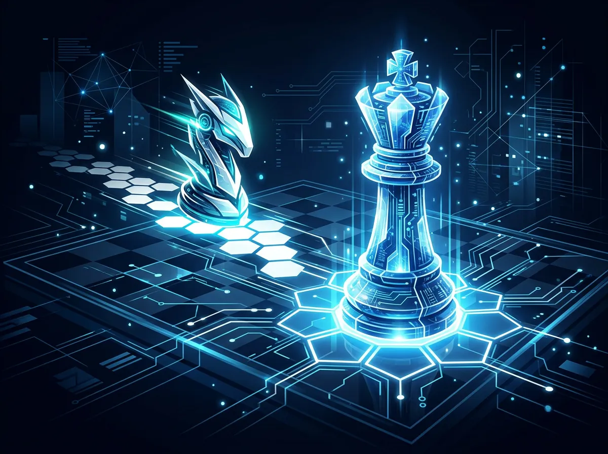 Illustrasjon av strategisk konkurranse mellom OpenAI og Anthropic om enterprise-AI-markedet