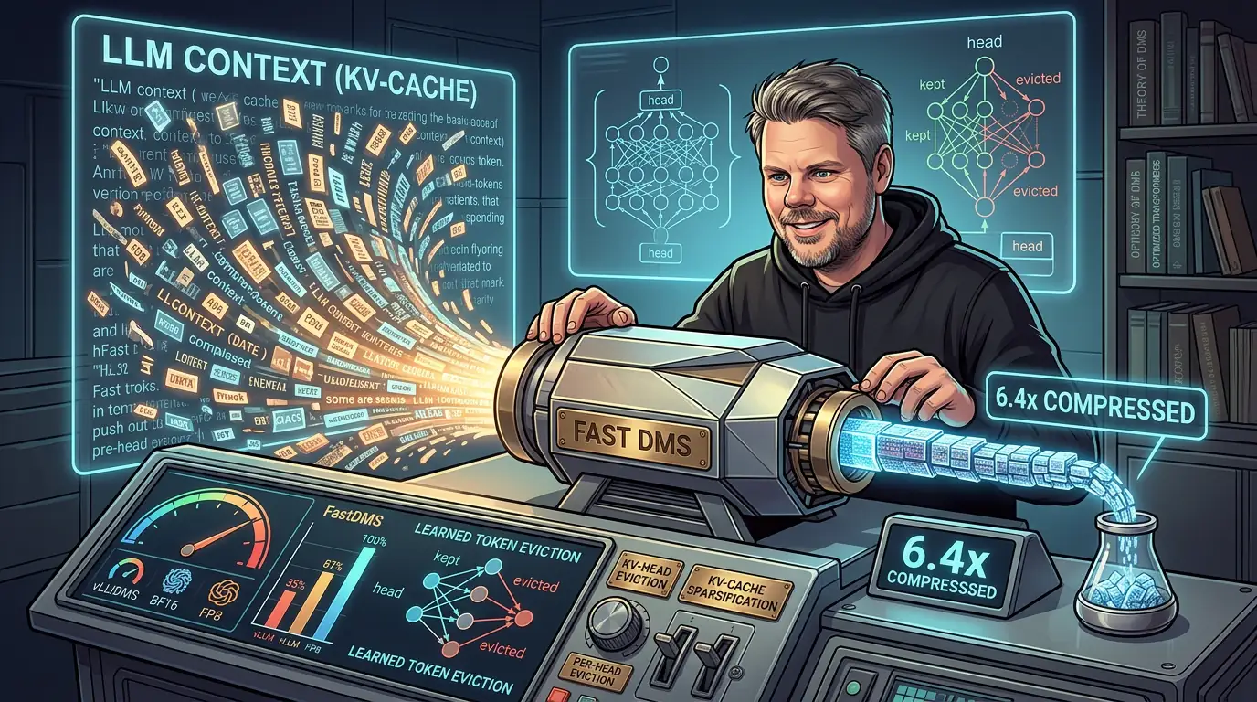 Jan Sverre utforsker FastDMS KV-cache-komprimering som gir 6,4x minnereduksjon og slår vLLM i hastighet