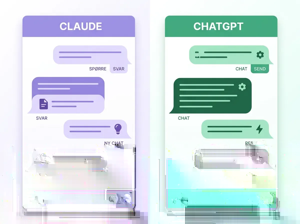 Claude AI vs ChatGPT - visuell sammenligning av de to AI-assistentene