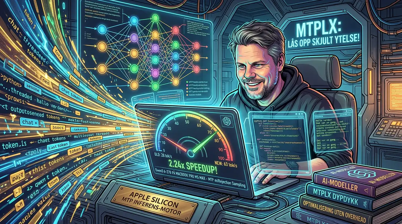 Jan Sverre fascinert over MTPLX ytelsesøkning på MacBook Pro M5 Max - 2,24 ganger raskere MTP-inferens