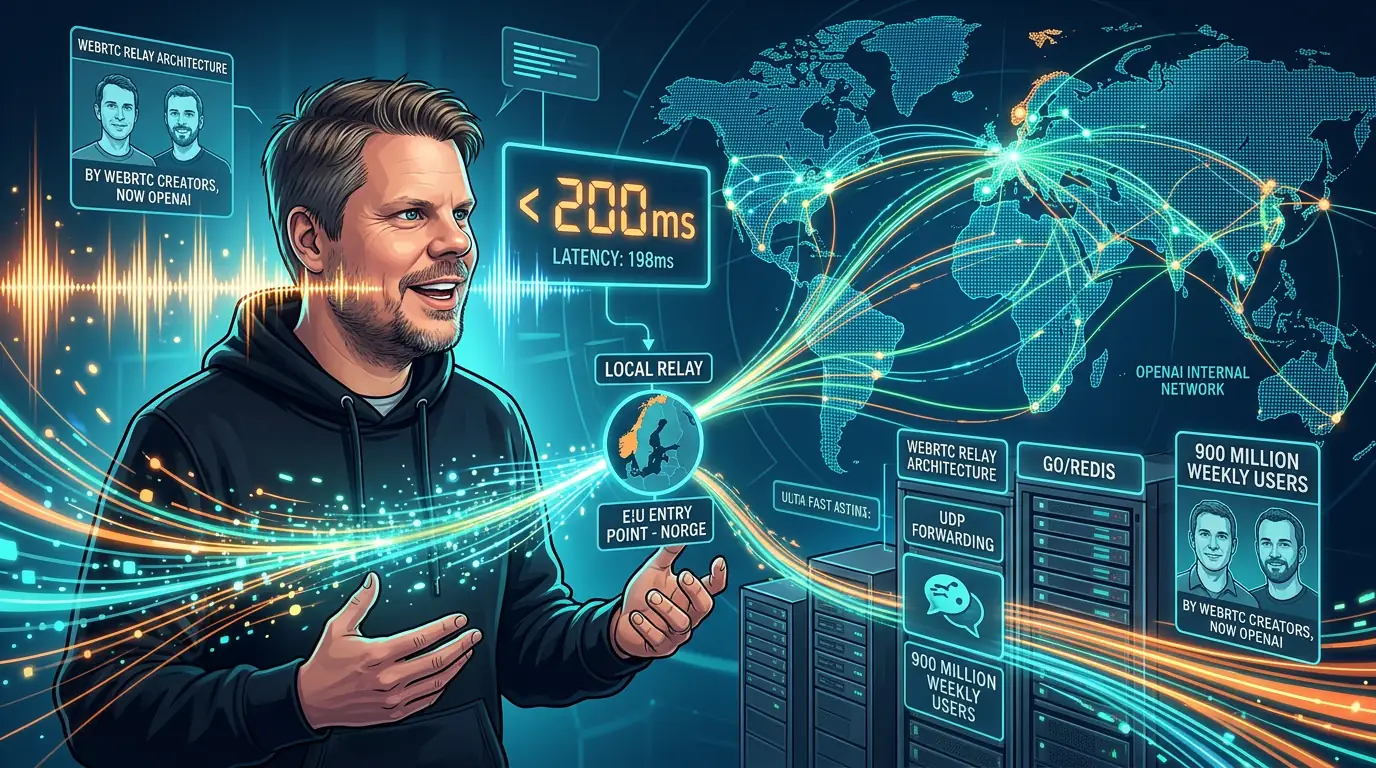 Jan Sverre utforsker OpenAIs WebRTC relay-arkitektur for lav-latens stemme-AI med 900 millioner brukere