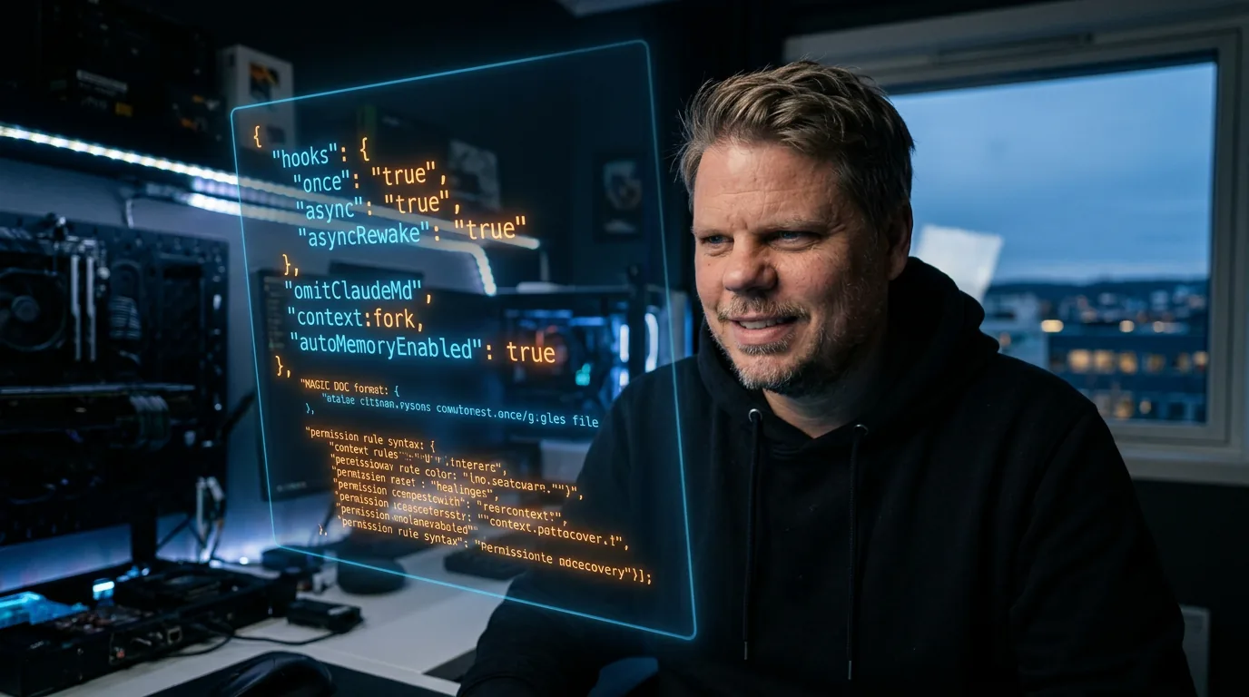 Jan Sverre leser gjennom Claude Code kildekode og oppdager skjulte innstillinger