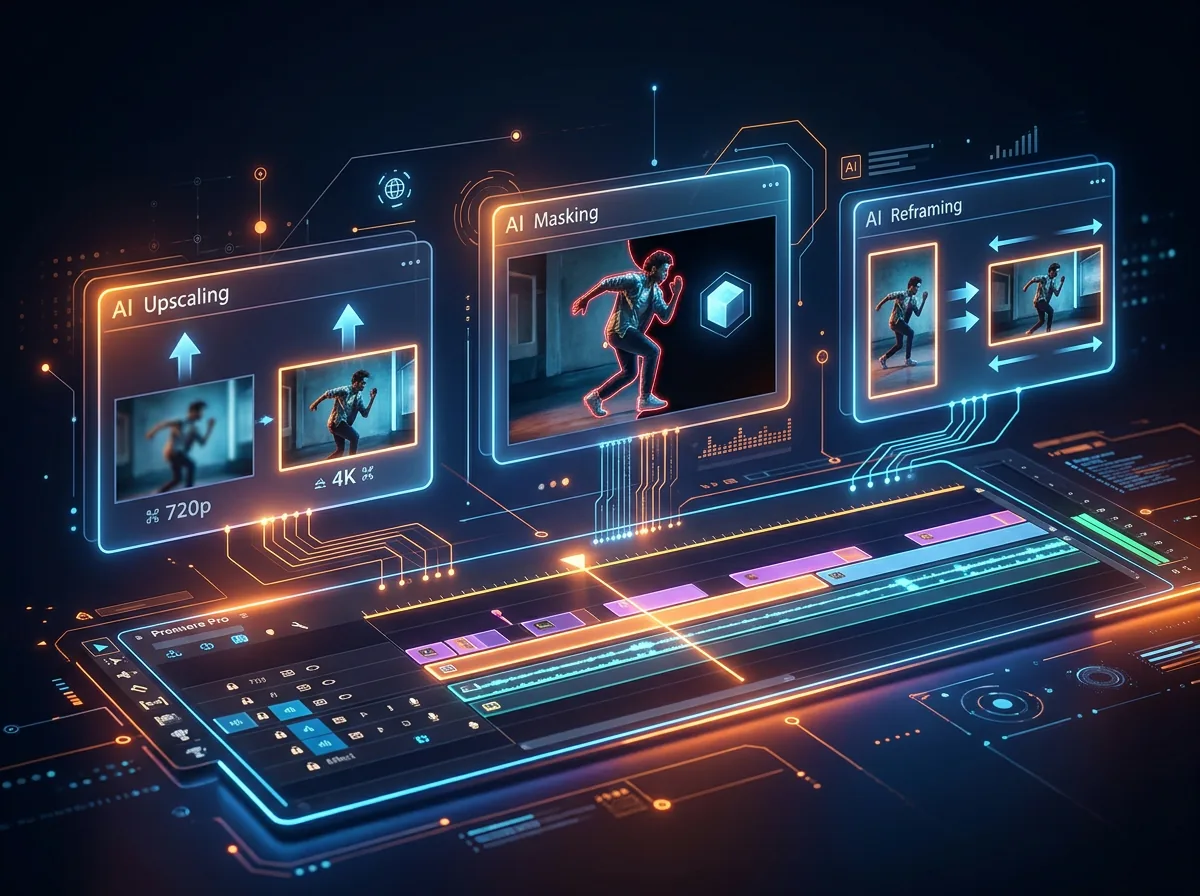 AI-video integrert i Premiere Pro - plugins for upscaling, reframing og bakgrunnsredigering