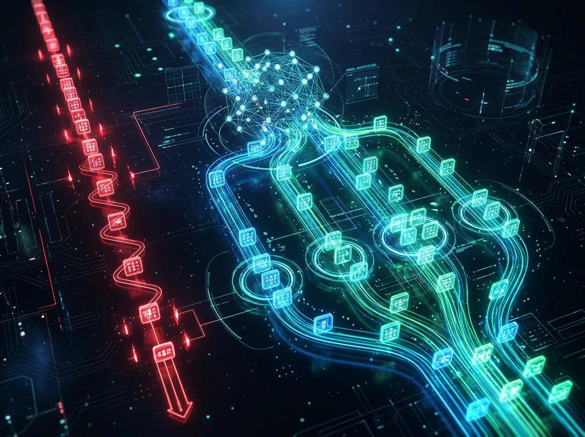 Visualisering av block diffusion kontra autoregressiv token-generering - parallelle datastrømmer mot sekvensielle