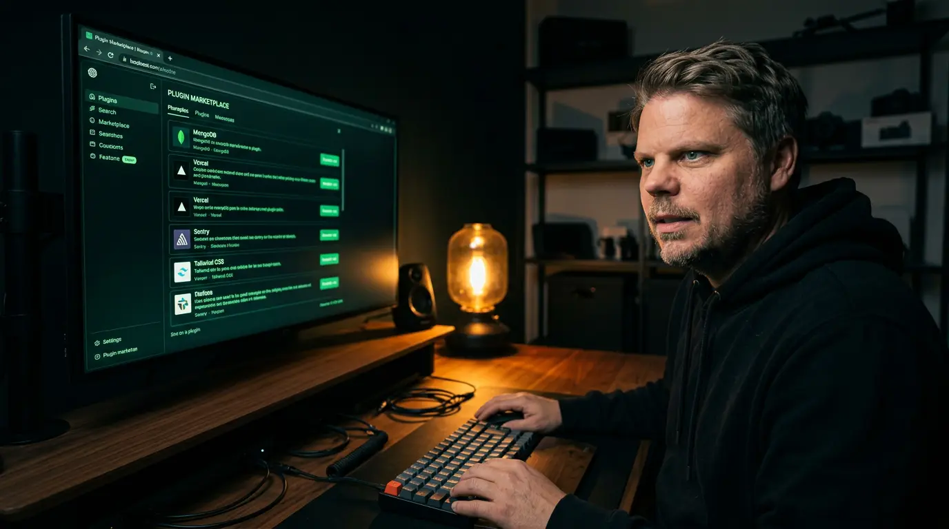Jan Sverre ser på Grok Build plugin-markedsplass i terminalen