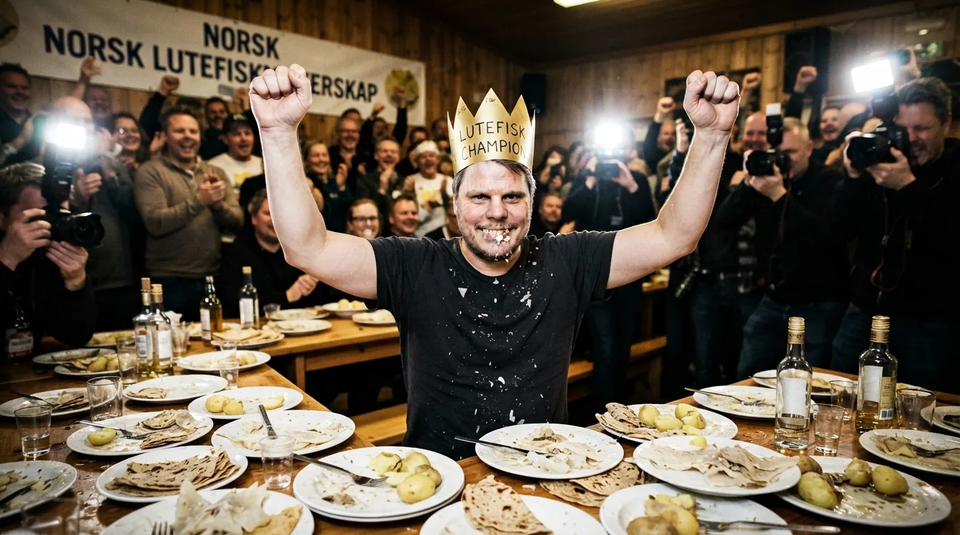 Lutefisk-scene - testbilde fra Nano Banana Lite