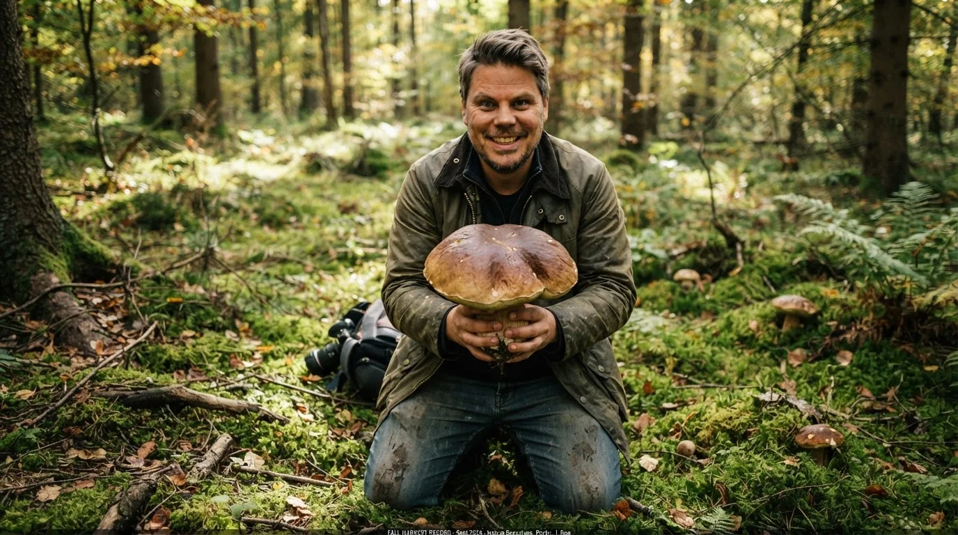 Jan Sverre ved en kjempesopp - testbilde fra Nano Banana Lite