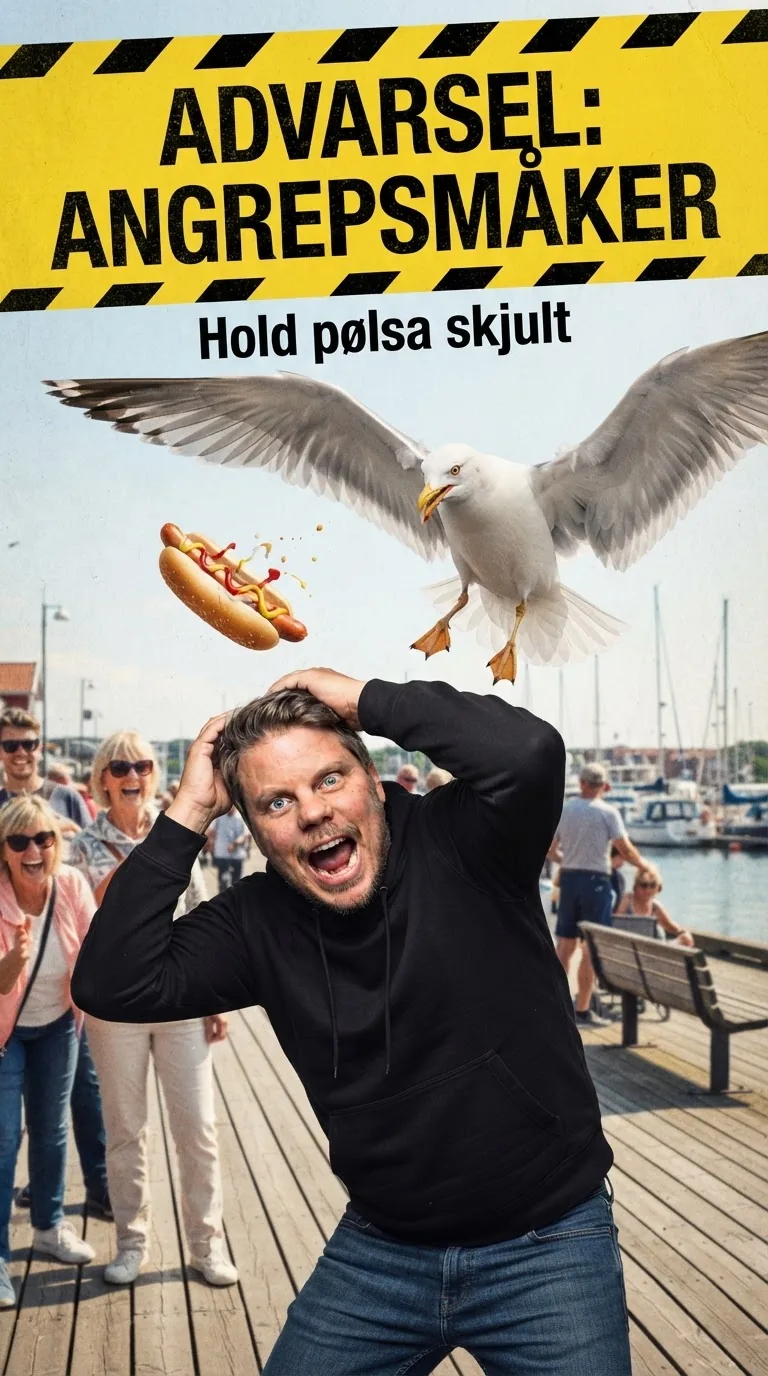 Advarsel-plakat med lesbar tekst - testbilde fra Nano Banana Lite