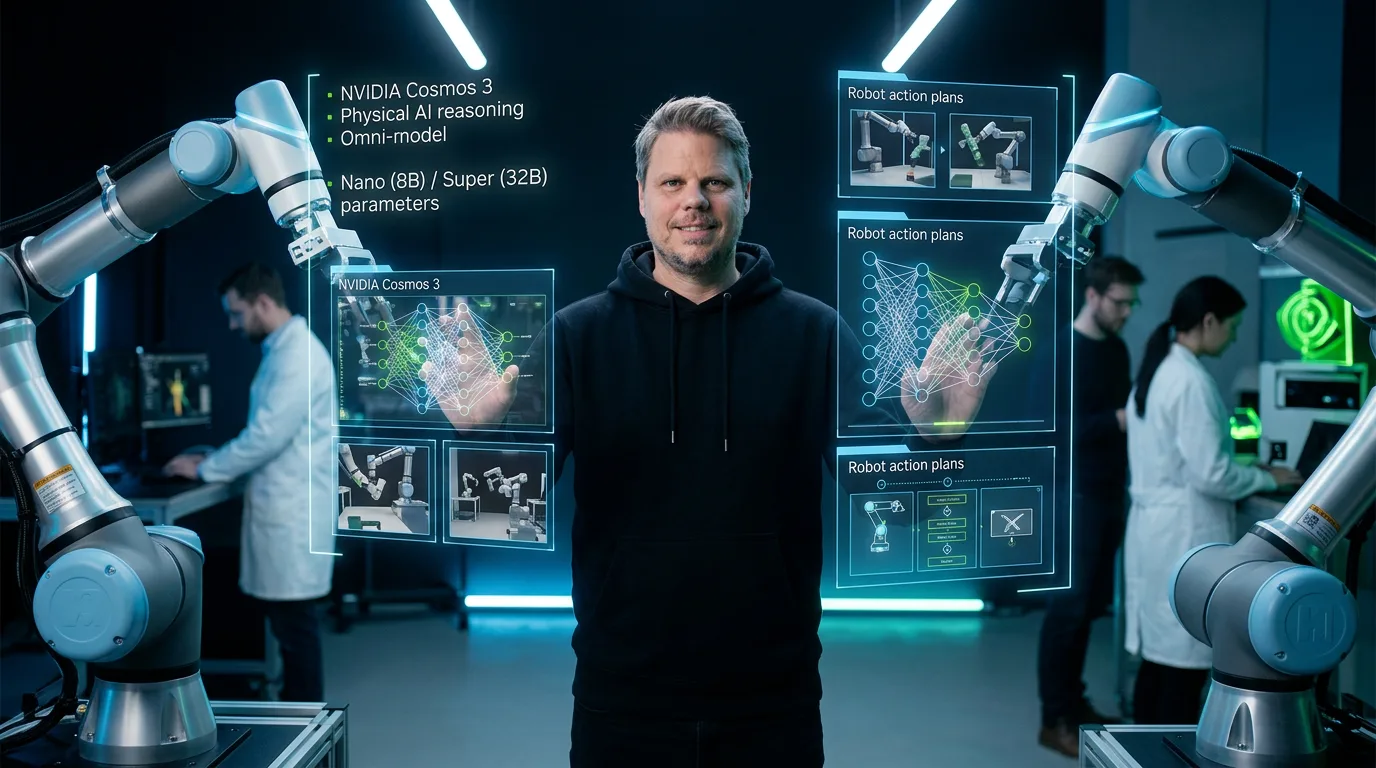 Jan Sverre i robotikklaboratorium med NVIDIA Cosmos 3 AI-modell