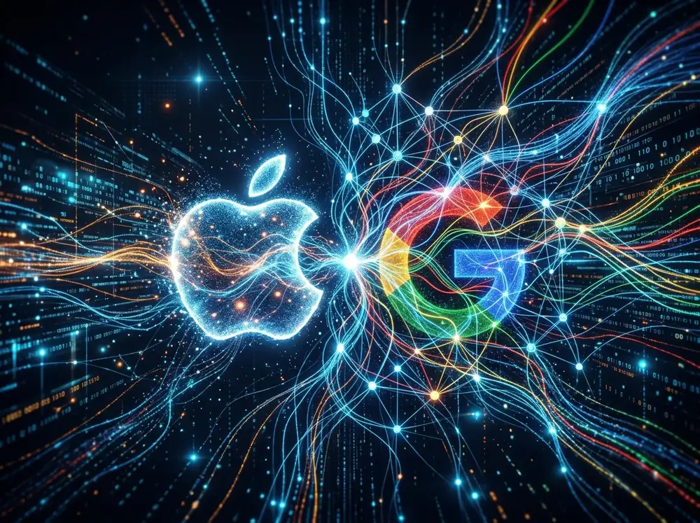 Illustrasjon av Apple og Google Gemini AI-samarbeid for ny Siri