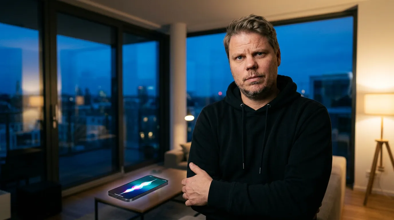 Jan Sverre ser på en iPhone med ny Siri-grensesnitt på WWDC 2026