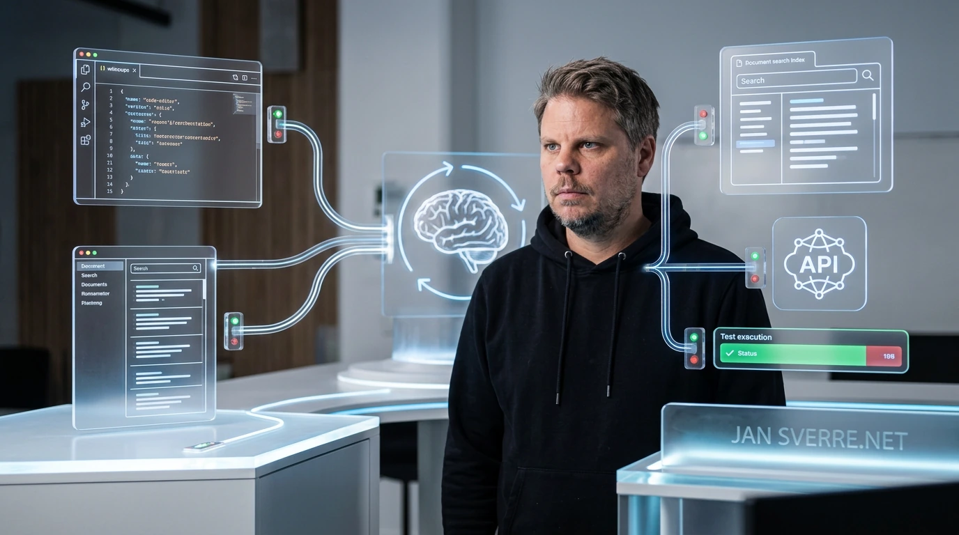 Jan Sverre illustrerer hvordan AI-agenter arbeider kontrollert med verktøy i 2026