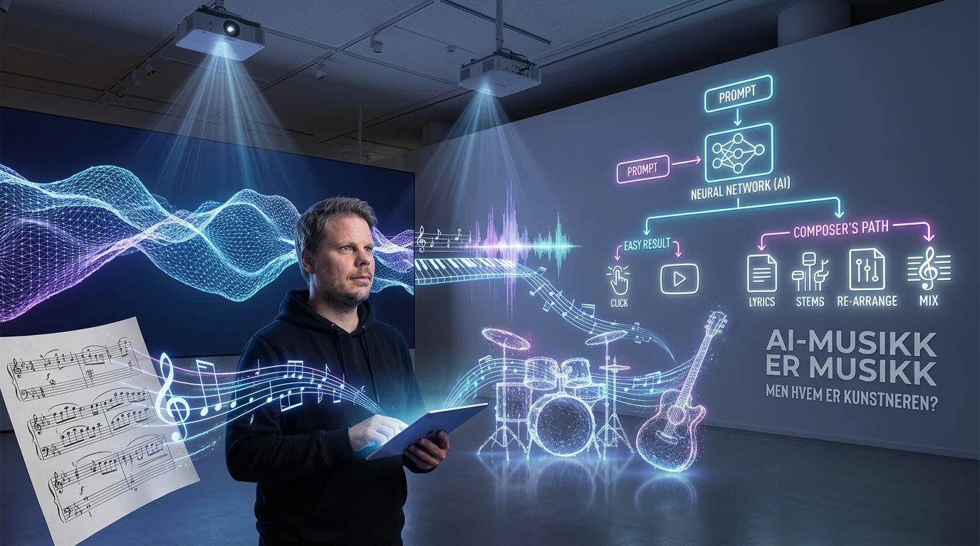 Jan Sverre i visuell debatt om AI-musikk, kreativitet og nye verktøy