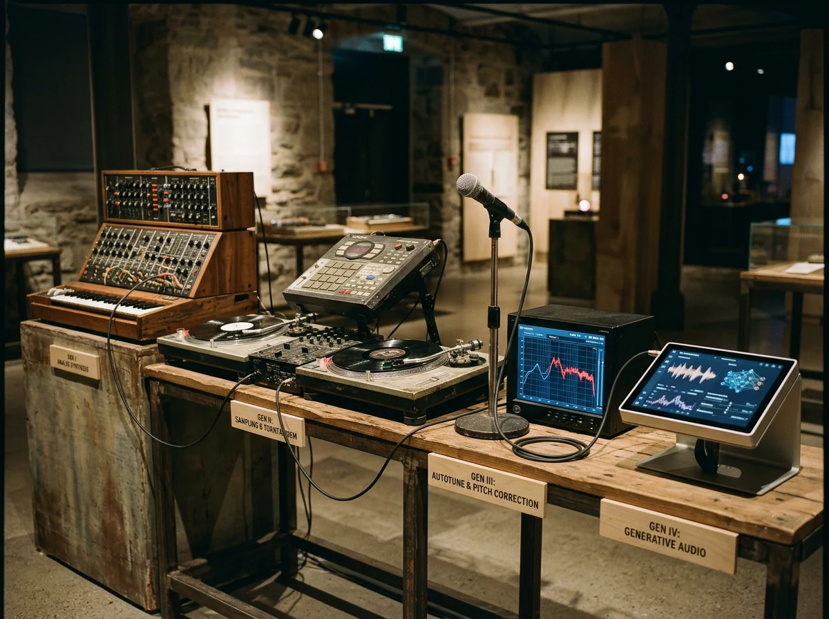 Synthesizer, platespillere, Auto-Tune og AI som generasjoner av musikkteknologi