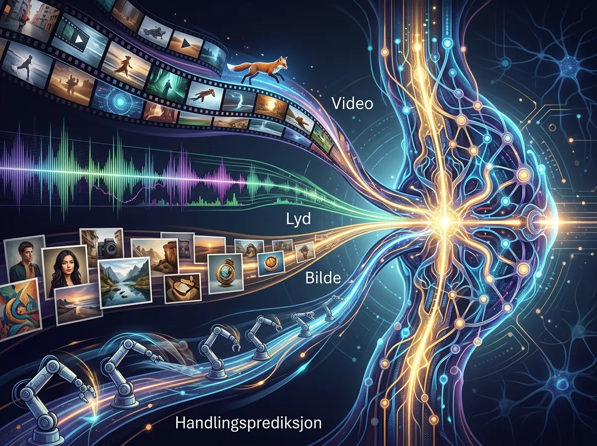 Illustrasjon av FLUX 3 som samler bilde, video, lyd og handling