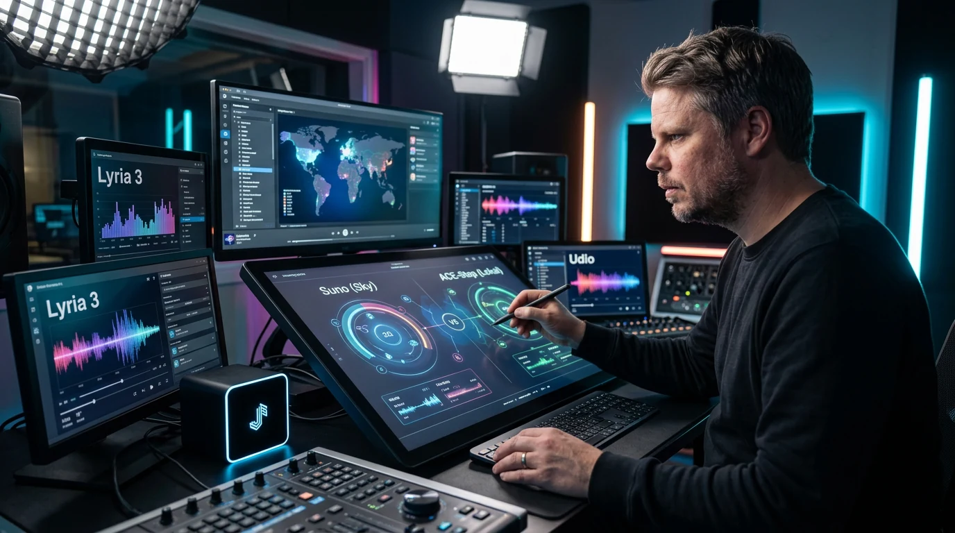 Jan Sverre sammenligner Suno ACE-Step Lyria og Udio som AI-musikk-apper i 2026