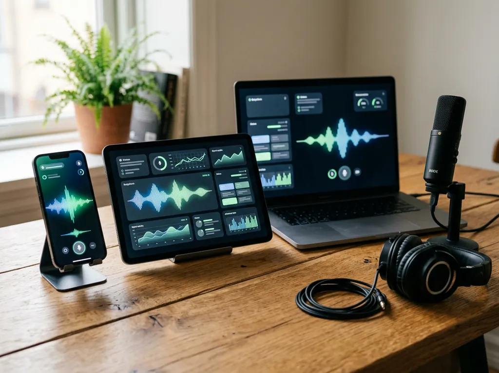 ChatGPT Voice vist som stemmegrensesnitt på mobil nettbrett og laptop