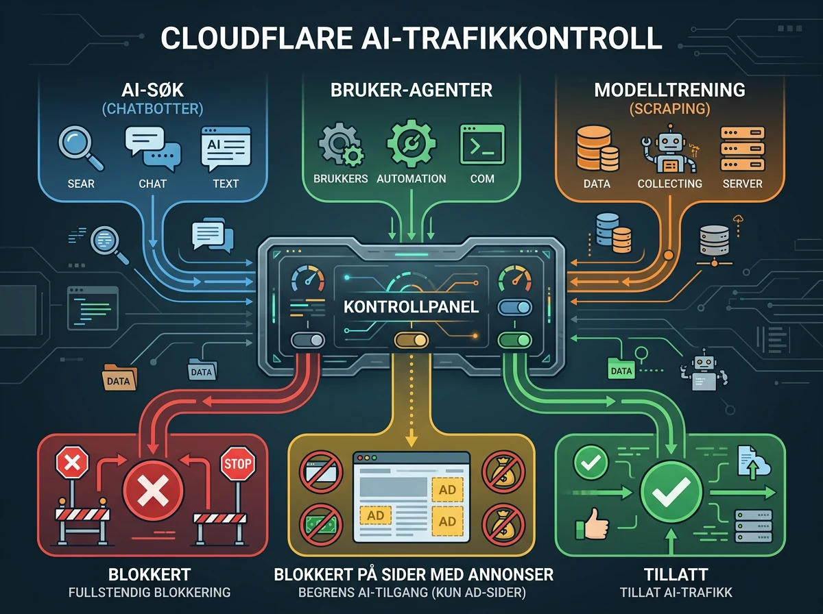 Cloudflare deler AI-trafikk i søk, agenter og trening med egne regler