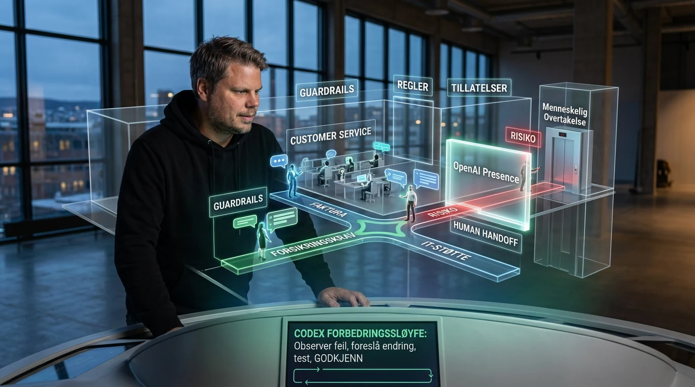 Jan Sverre i et kontrollert kundeservicemiljø bygget rundt OpenAI Presence