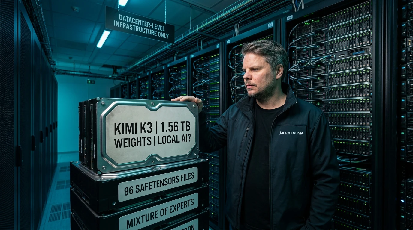 Jan Sverre ved en enorm Kimi K3-modell med åpne vekter