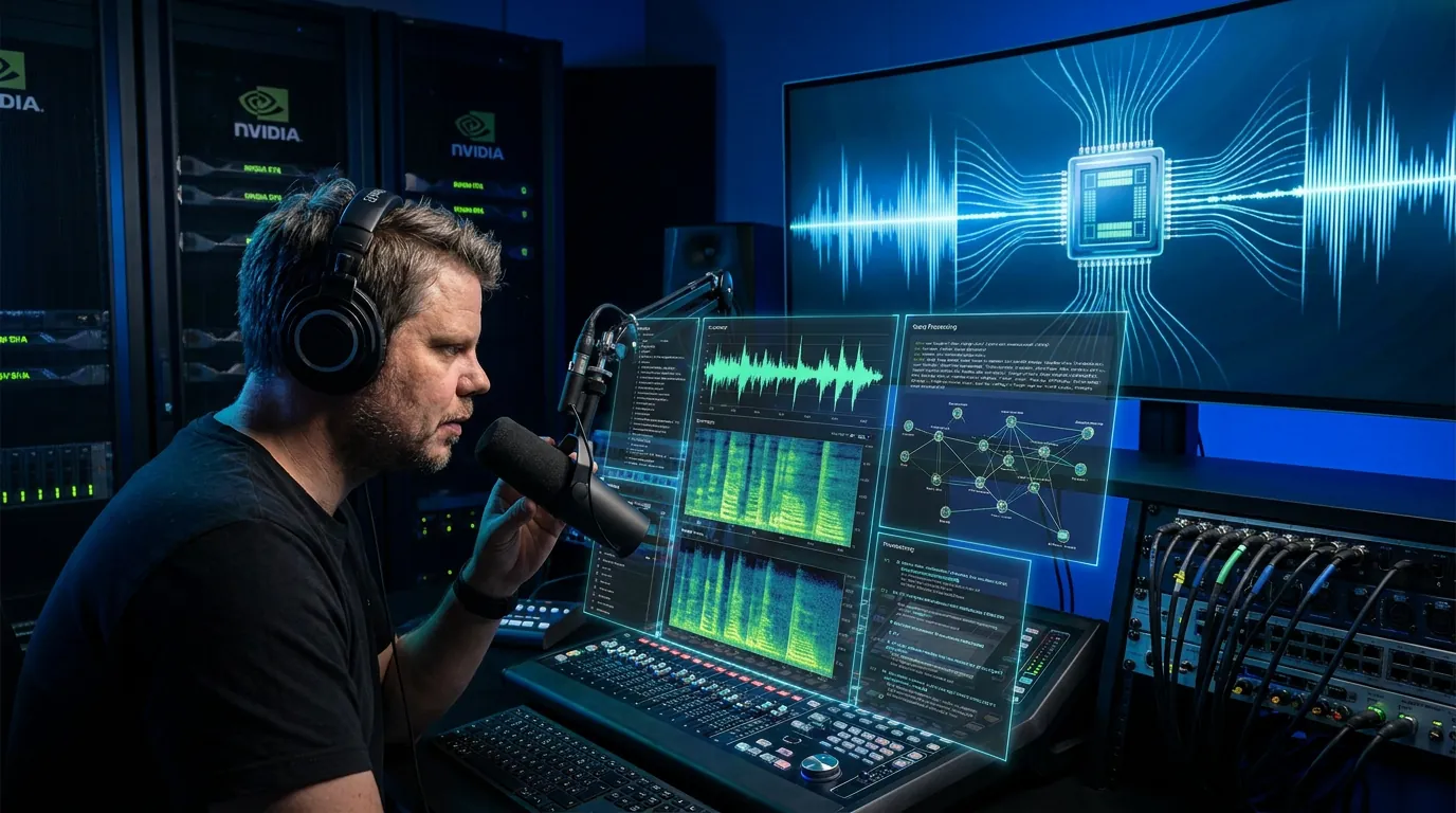Jan Sverre viser NVIDIA Audex med lydanalyse og AI-modell i studio