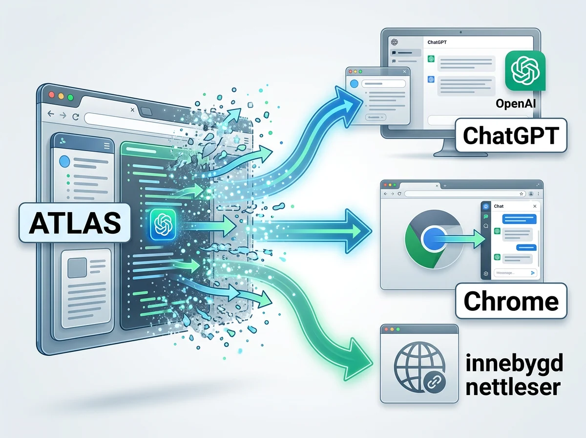 OpenAI Atlas splittes mot ChatGPT, Chrome og innebygd nettleser