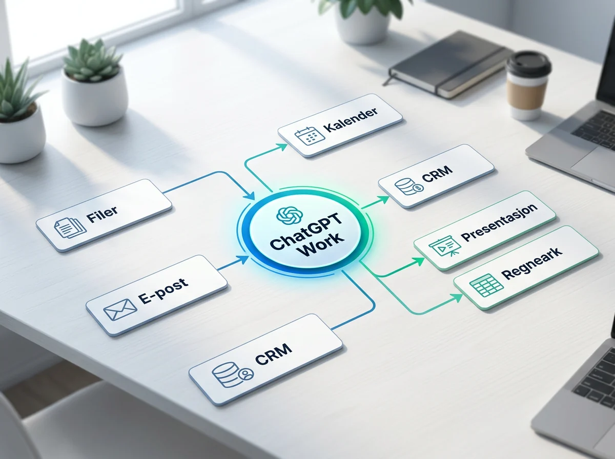 Diagram over ChatGPT Work koblet til filer e-post kalender og CRM