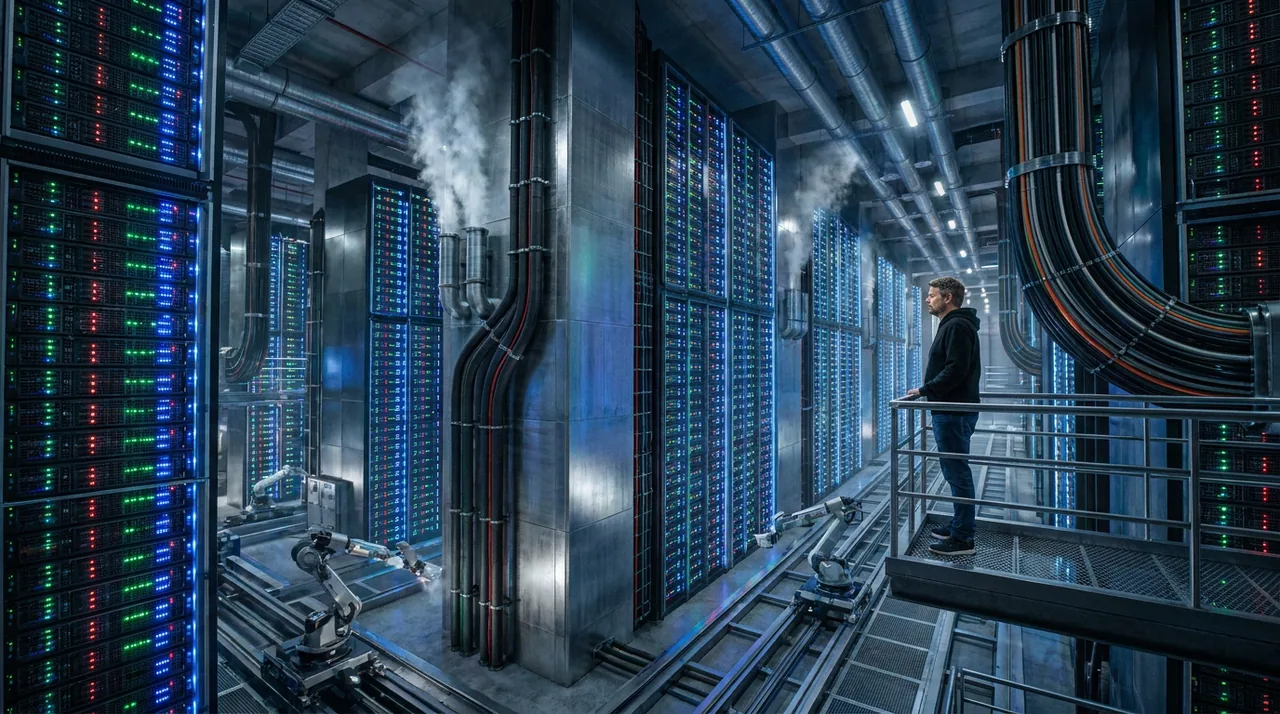 Jan Sverre i datasenter som illustrerer SoftBank OpenAI-investeringen og AI-infrastruktur