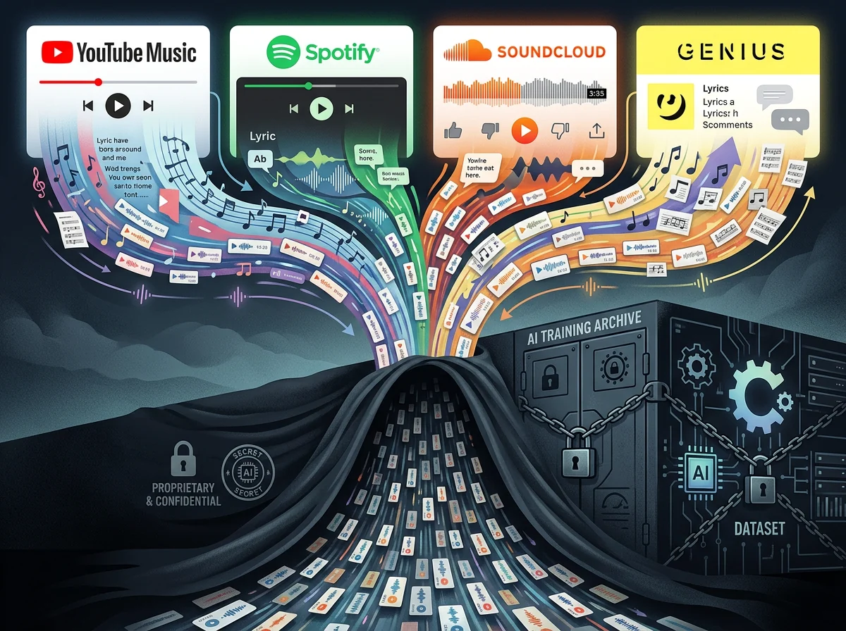 Musikkfiler fra YouTube Music, Deezer og Genius strømmer inn i AI-arkiv