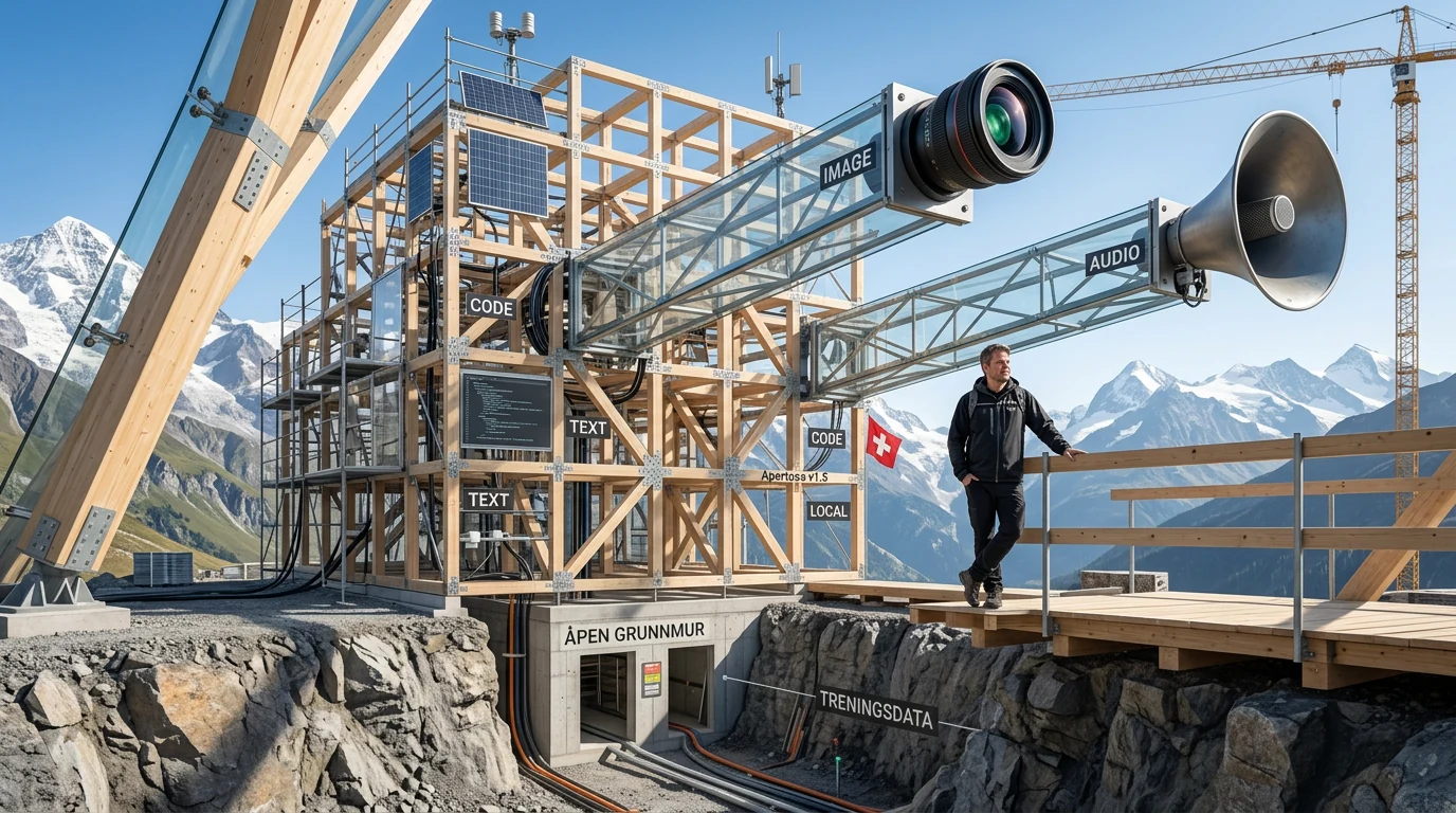 Jan Sverre med den åpne multimodale AI-modellen Apertus 1.5 fra Sveits