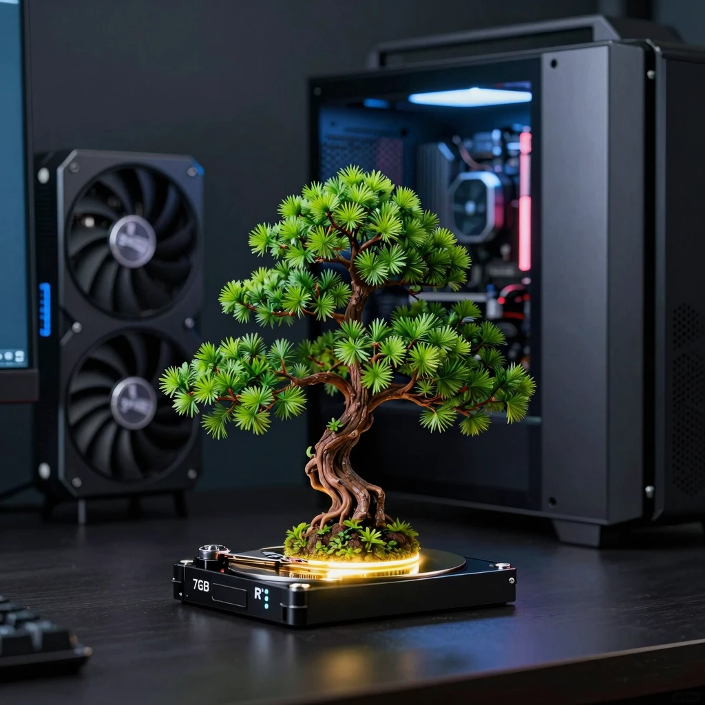 Ternary Bonsai 27B illustrert som kompakt lokal AI på kraftig GPU