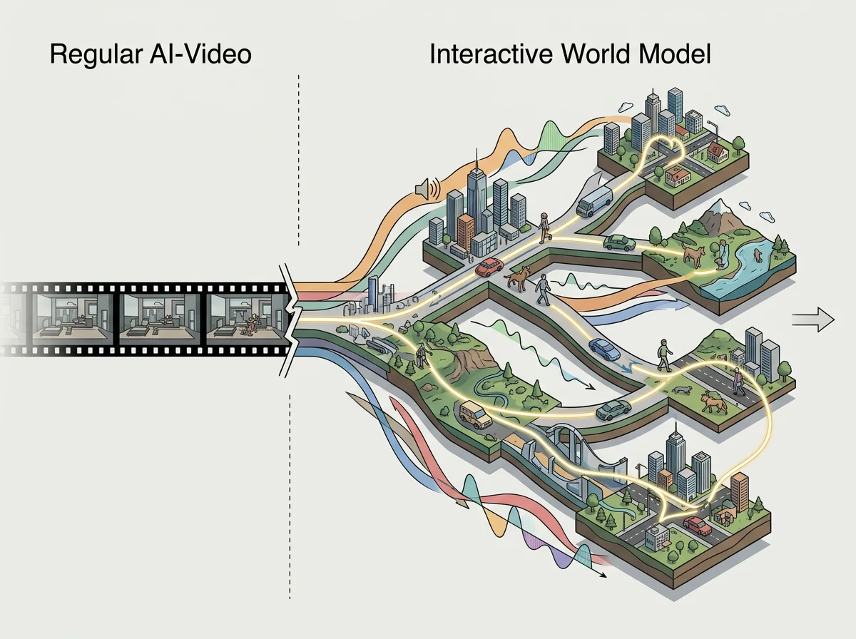 Lineær AI-video åpner seg til en vedvarende interaktiv world model