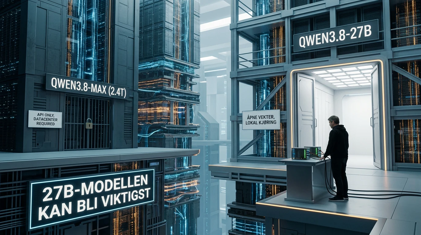 Jan Sverre mellom Qwen3.8-Max i datasenteret og en praktisk 27B-modell