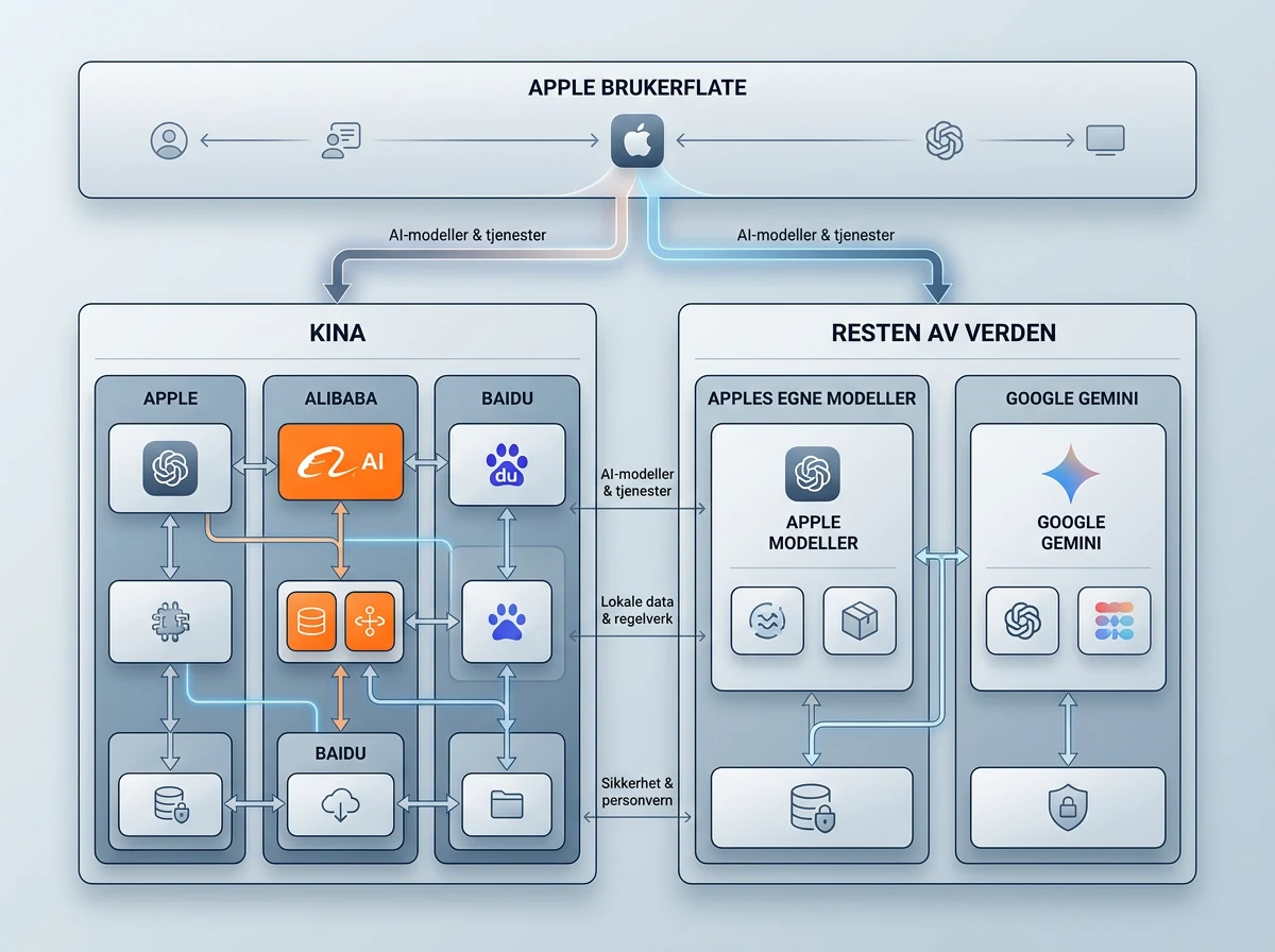 Apple Intelligence ruter Kina og resten av verden til ulike AI-stakker
