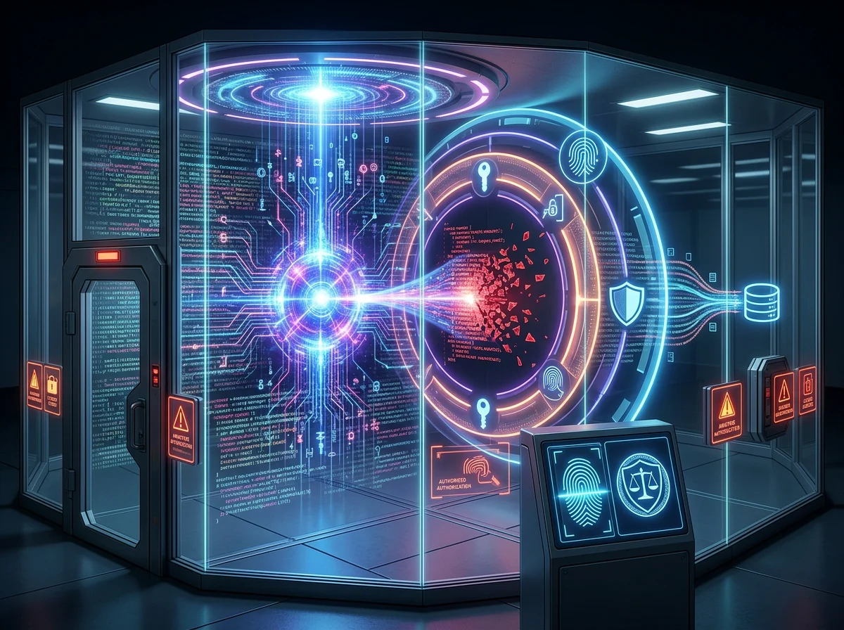 GPT-5.6-Cyber omgitt av tilgangskontroll i et isolert sikkerhetslaboratorium for autorisert exploit-analyse