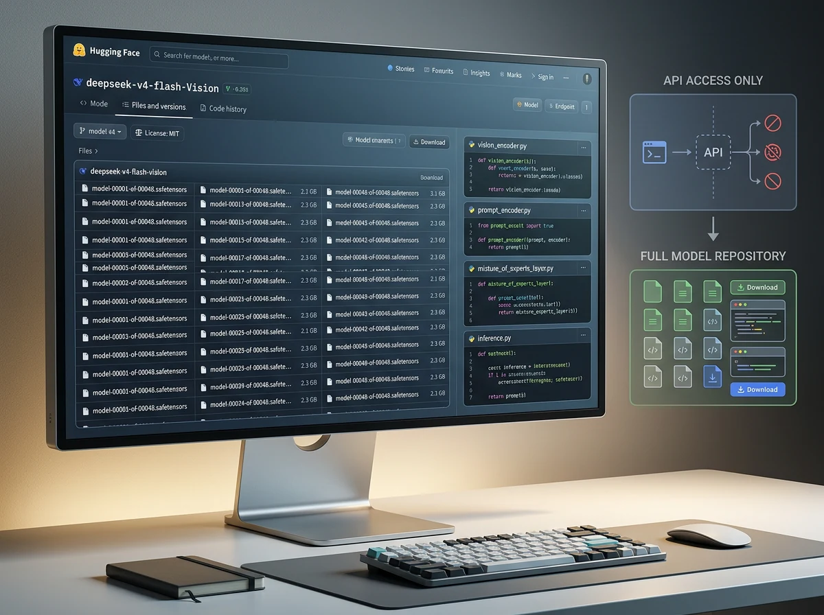 DeepSeek V4 Flash Vision med 48 vektfiler, referansekode og MIT-lisens