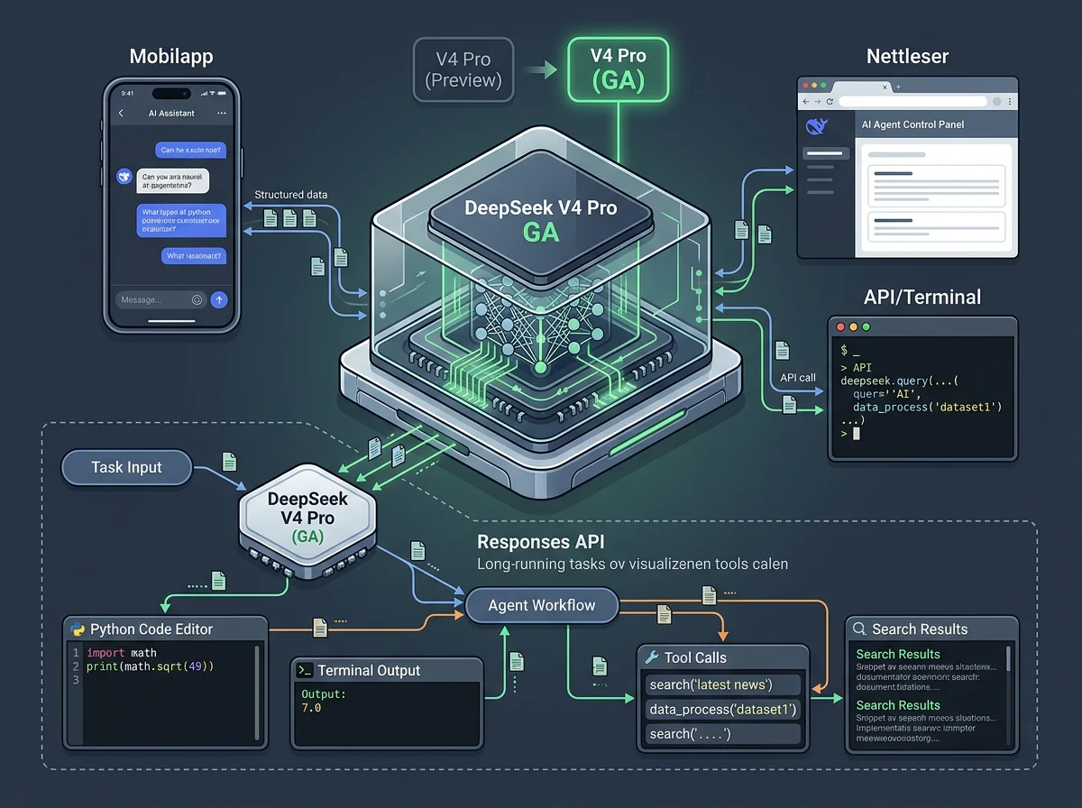DeepSeek V4 Pro kobler app, web og API til moderne agentarbeid