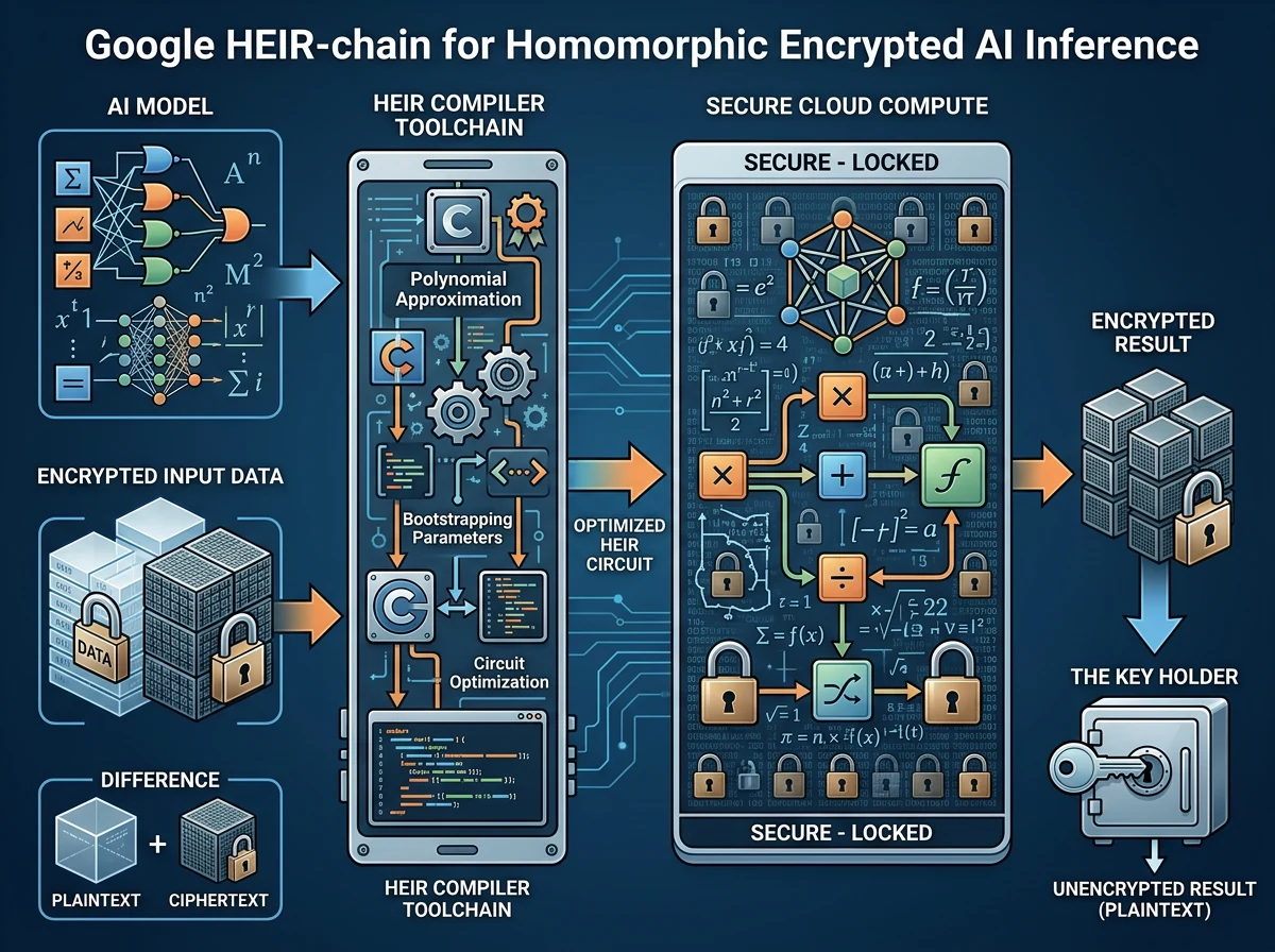 HEIR compiler-kjede behandler krypterte data gjennom privat AI-inferens uten klartekst