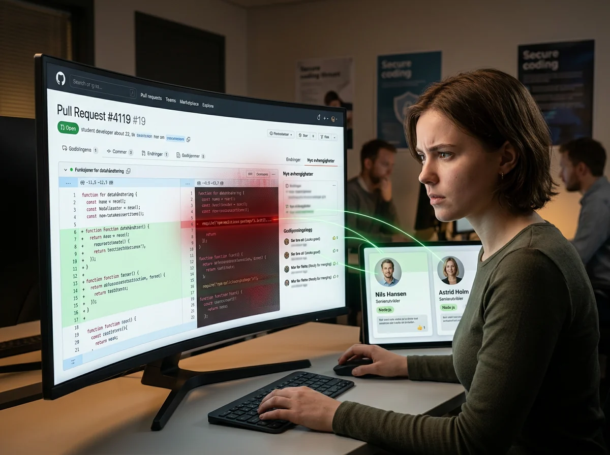 Student avslører skjult skadevare bak falske utviklerprofiler i en pull request