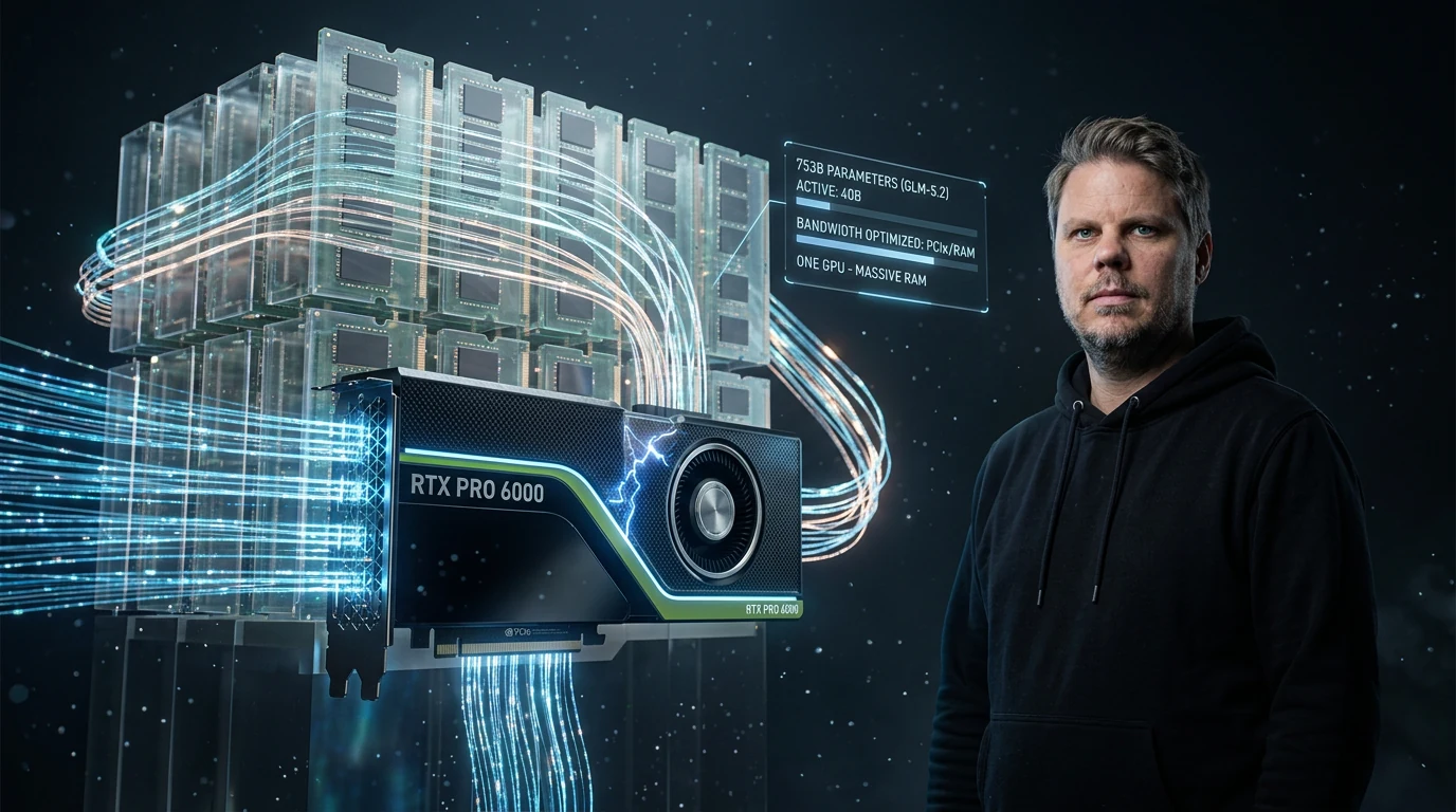 Jan Sverre illustrerer FreeToken som kobler GPU, CPU, RAM og PCIe